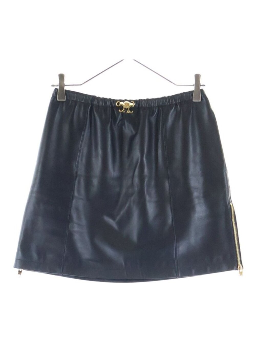 Celine Triomphe Leather Skirt Black